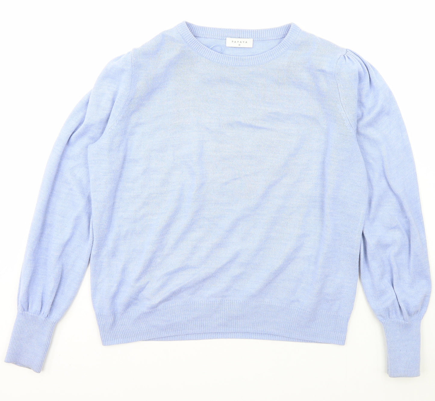 Papaya Womens Blue Boat Neck  Acetate Pullover Jumper Size M