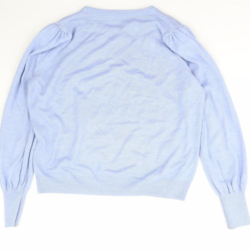 Papaya Womens Blue Boat Neck  Acetate Pullover Jumper Size M
