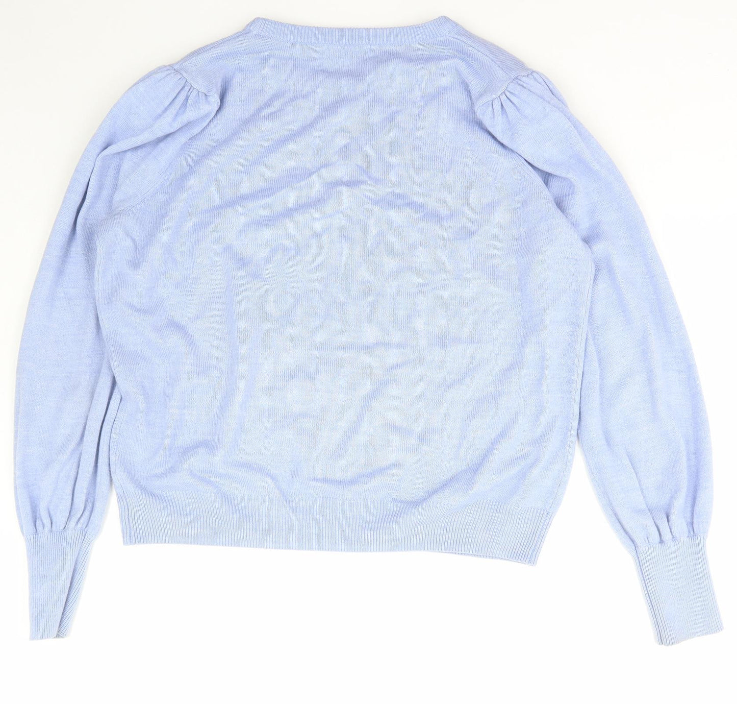 Papaya Womens Blue Boat Neck  Acetate Pullover Jumper Size M