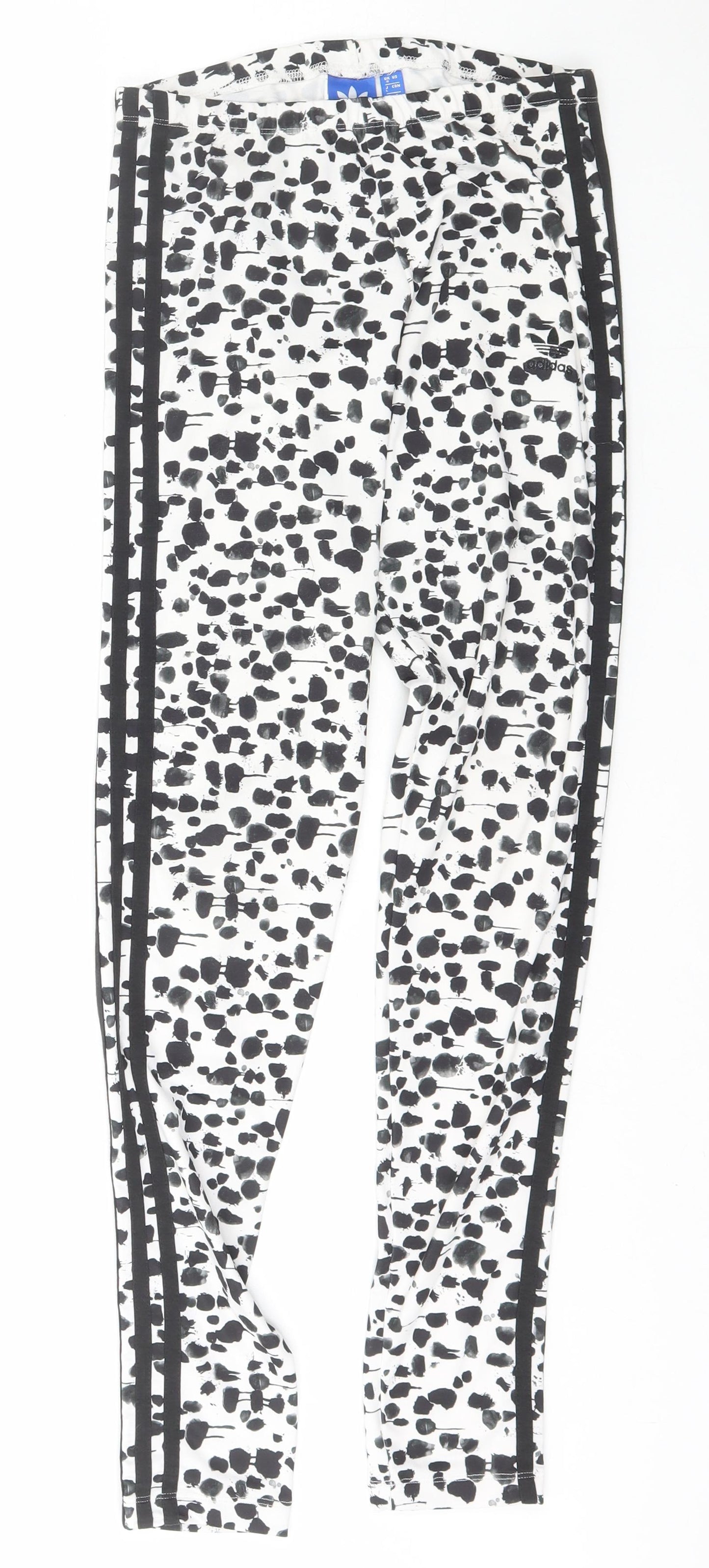 adidas Womens White Animal Print Polyester Jogger Leggings Size 8 L29 in
