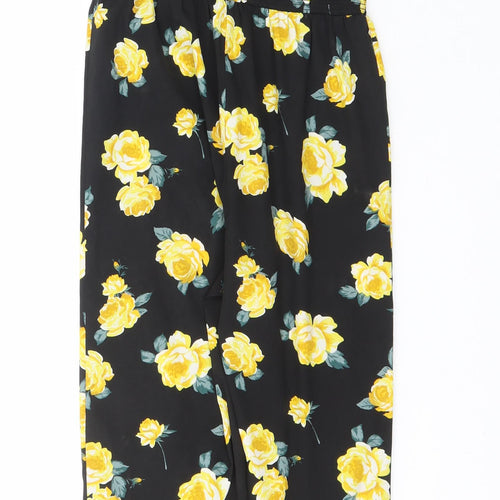 New Look Girls Black Floral Polyester Jumpsuit One-Piece Size 10 Years  Pullover