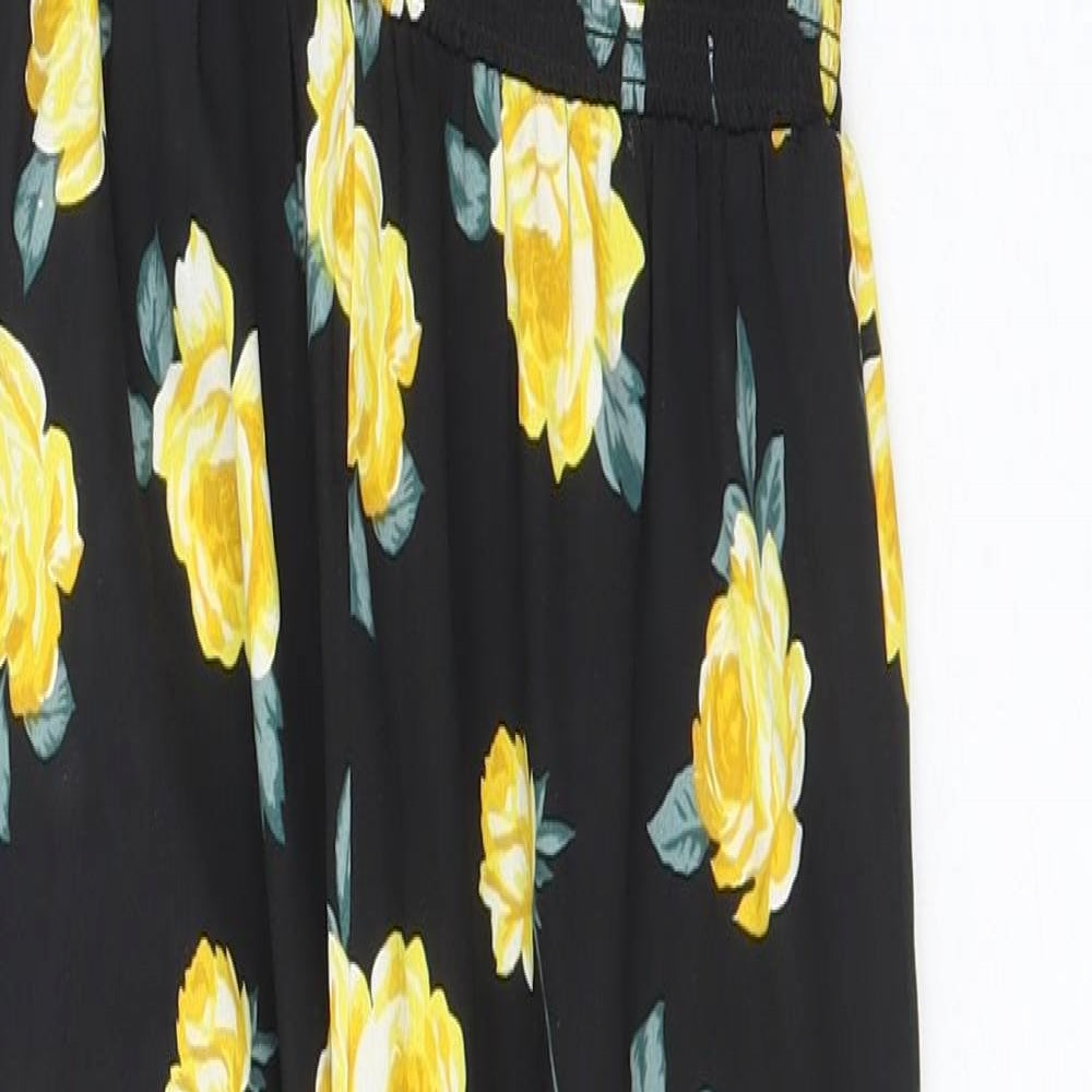 New Look Girls Black Floral Polyester Jumpsuit One-Piece Size 10 Years  Pullover