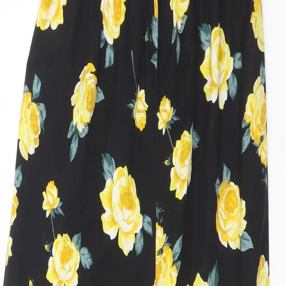 New Look Girls Black Floral Polyester Jumpsuit One-Piece Size 10 Years  Pullover
