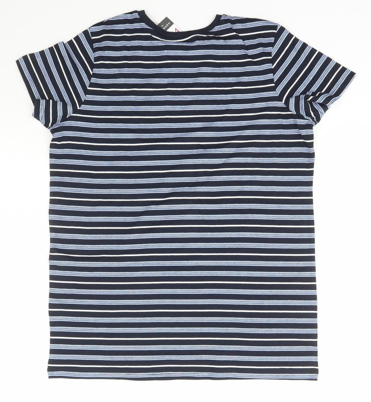 Primark Boys Blue Striped Cotton Basic T-Shirt Size 13-14 Years Crew Neck Pullover