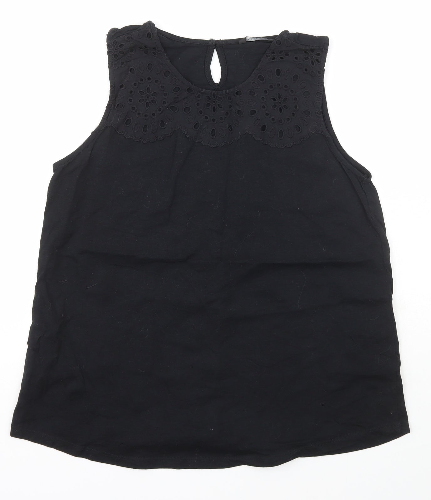 George Womens Black Floral Cotton Basic T-Shirt Size 14 Scoop Neck