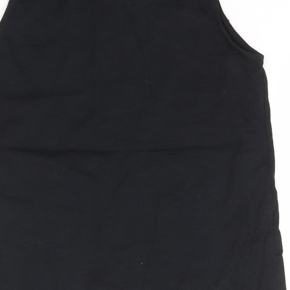 George Womens Black Floral Cotton Basic T-Shirt Size 14 Scoop Neck