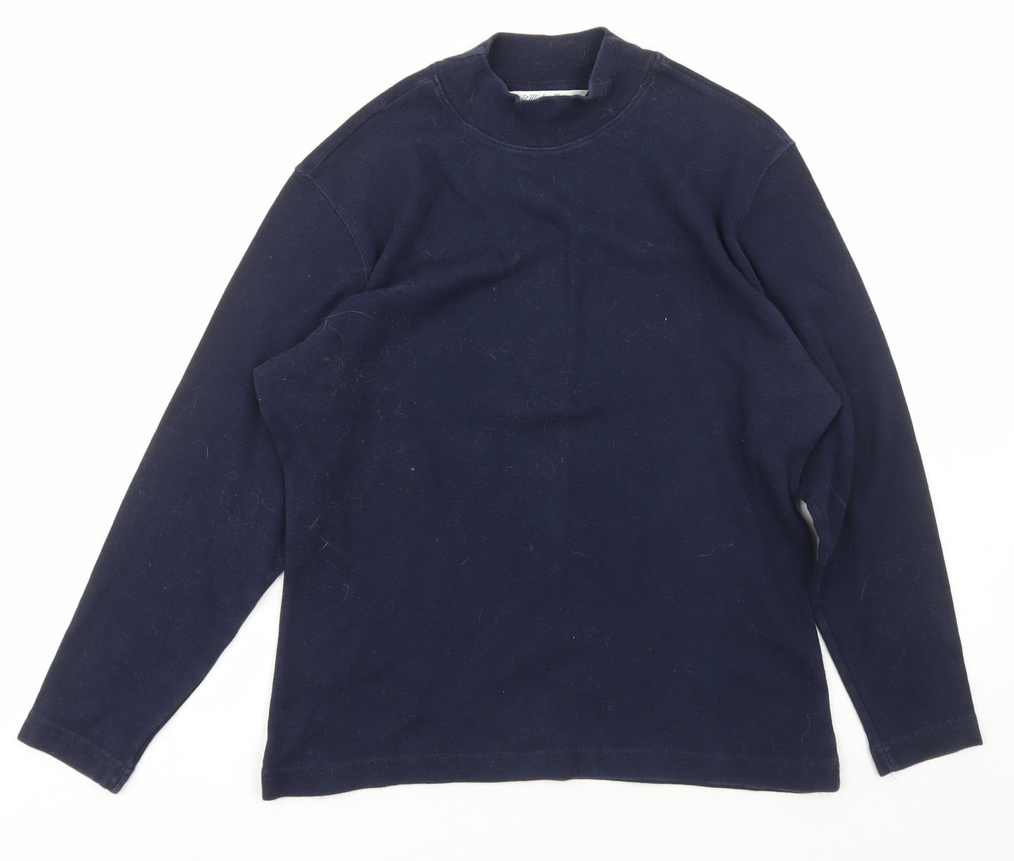 St Michael Womens Blue High Neck  Cotton Pullover Jumper Size 14