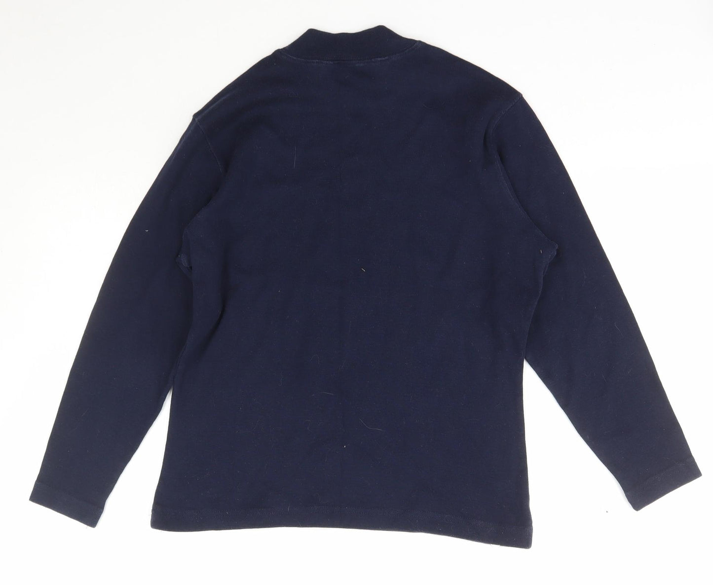 St Michael Womens Blue High Neck  Cotton Pullover Jumper Size 14