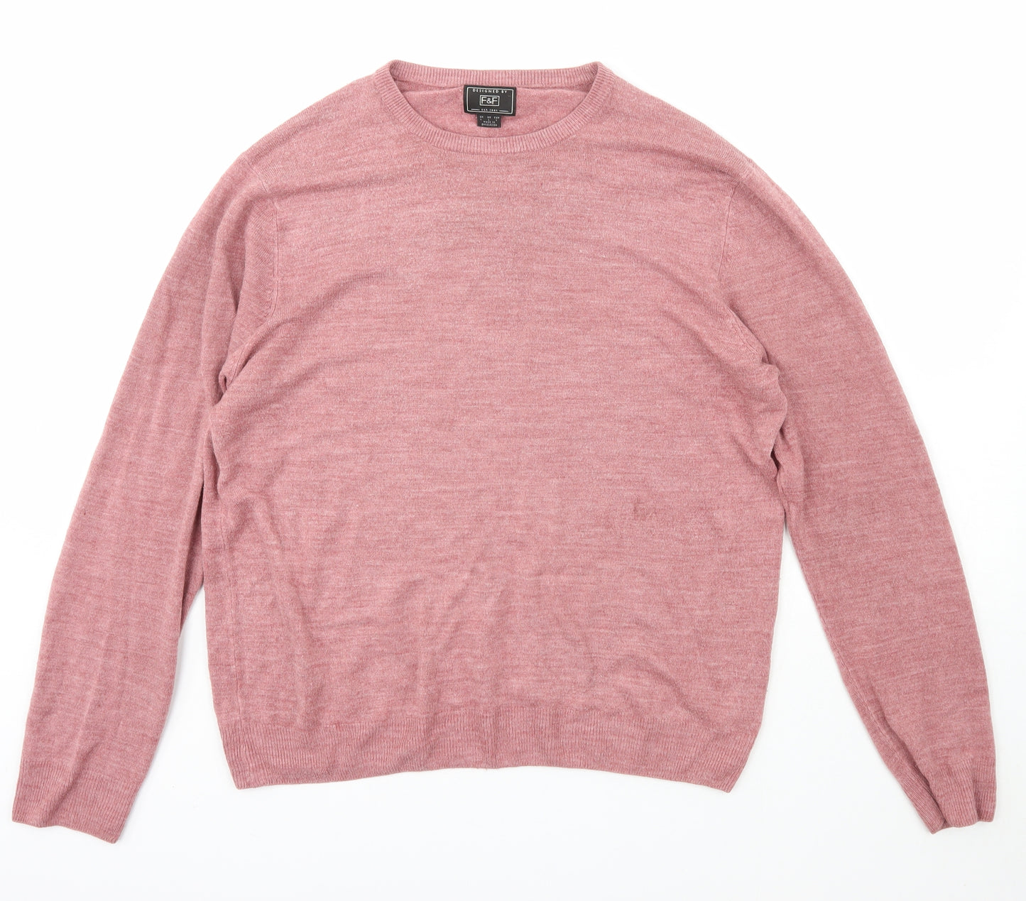F&F Womens Pink Scoop Neck  Acrylic Pullover Jumper Size L