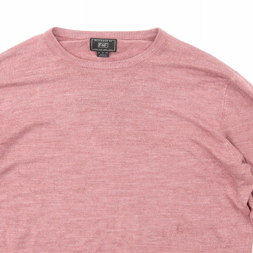 F&F Womens Pink Scoop Neck  Acrylic Pullover Jumper Size L