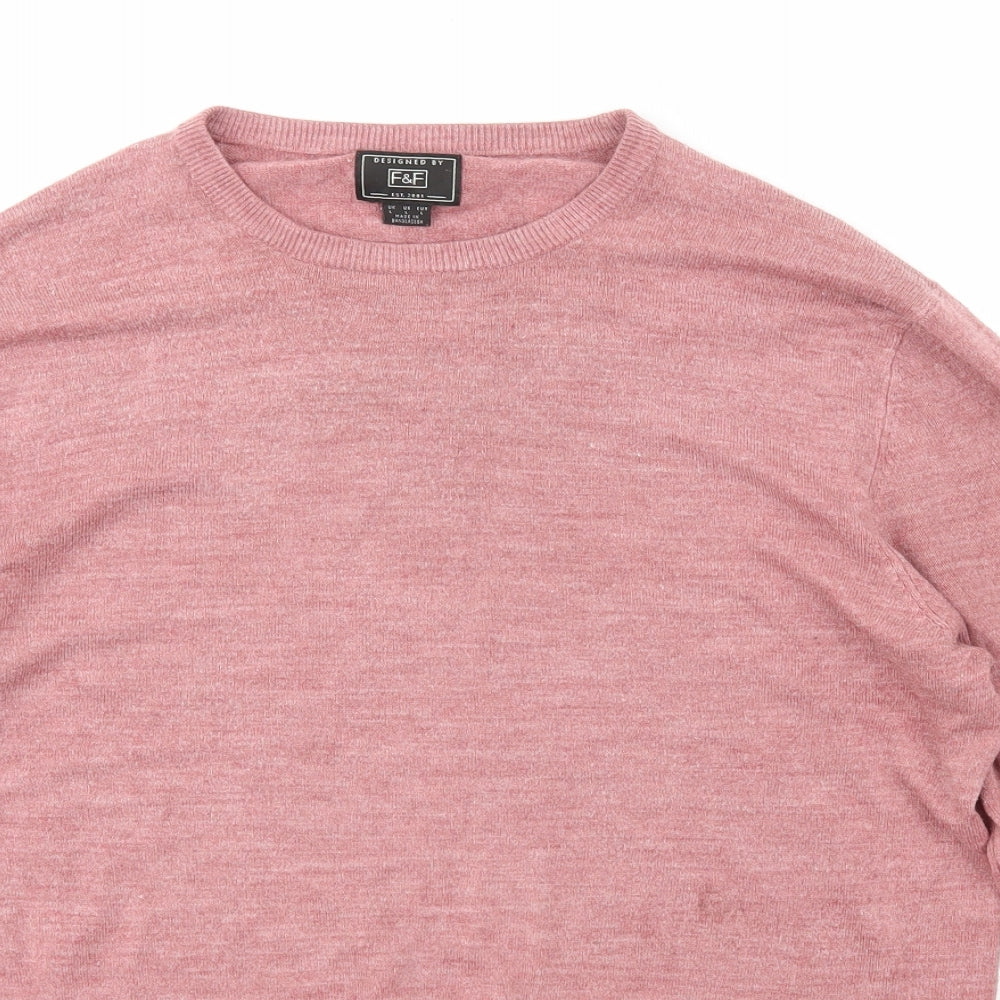 F&F Womens Pink Scoop Neck  Acrylic Pullover Jumper Size L