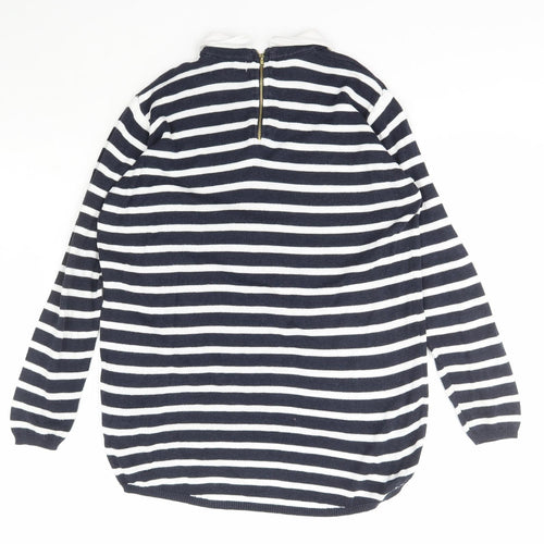 Atmosphere Womens Blue Collared Striped Viscose Pullover Jumper Size 12