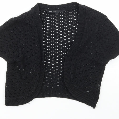 New Look Womens Black Scoop Neck  Acrylic Cardigan Jumper Size 14