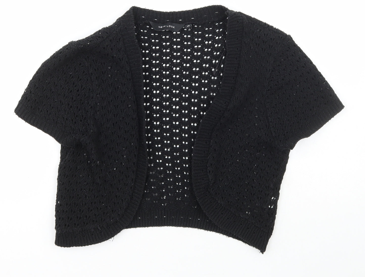 New Look Womens Black Scoop Neck  Acrylic Cardigan Jumper Size 14