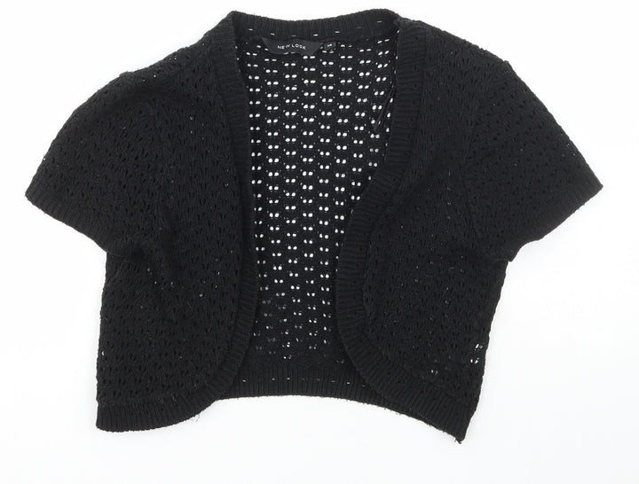 New Look Womens Black Scoop Neck  Acrylic Cardigan Jumper Size 14