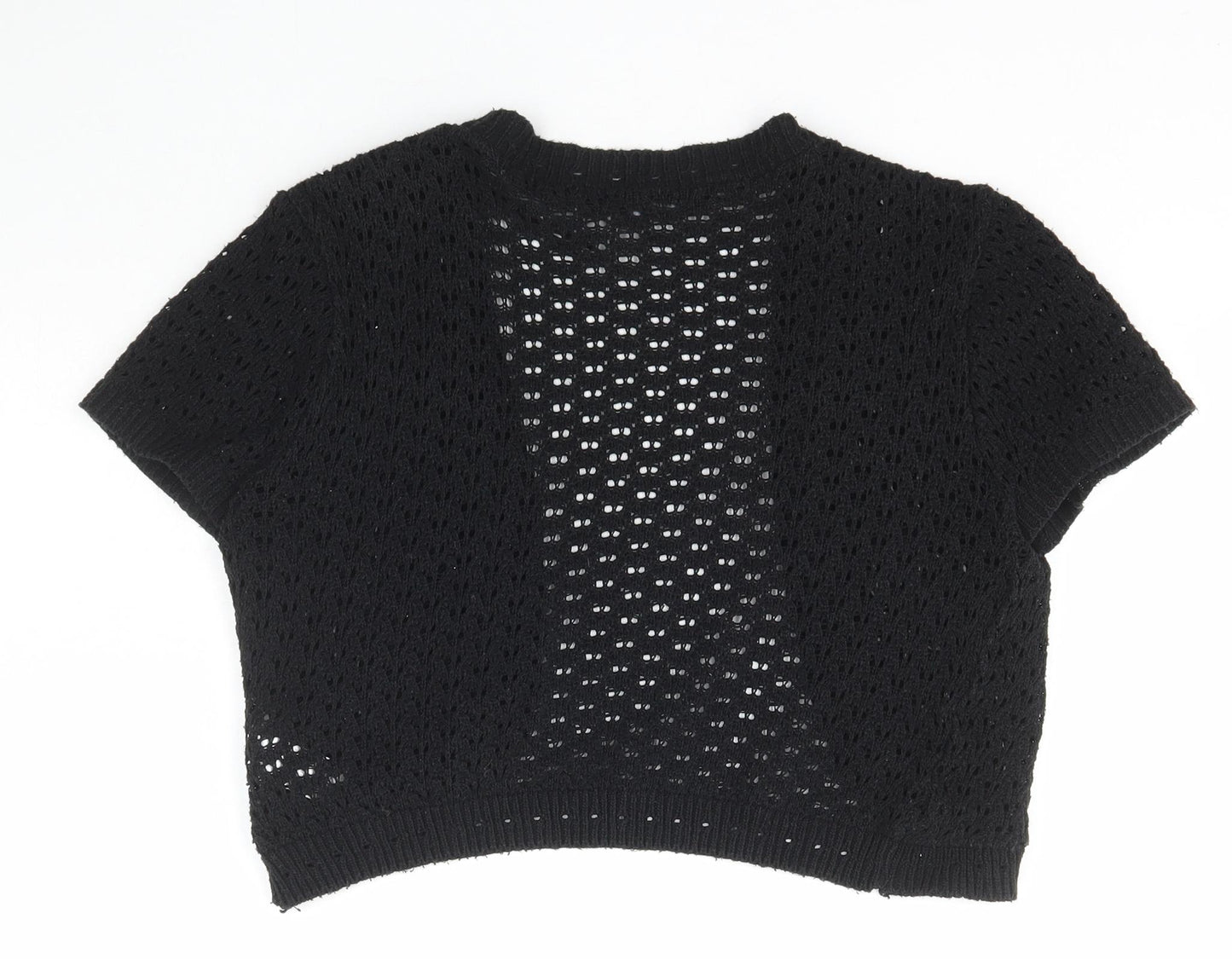 New Look Womens Black Scoop Neck  Acrylic Cardigan Jumper Size 14