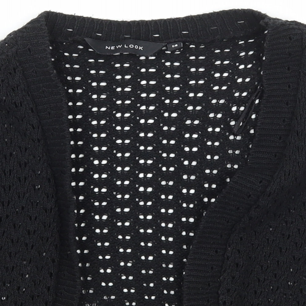 New Look Womens Black Scoop Neck  Acrylic Cardigan Jumper Size 14