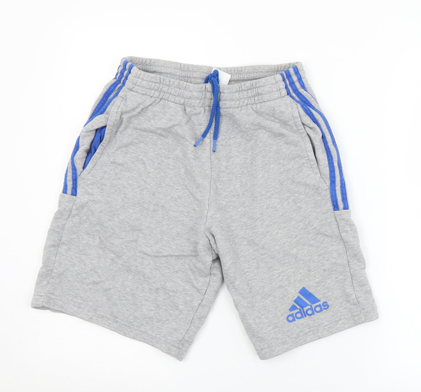 adidas Mens Grey  Cotton Sweat Shorts Size S L9 in Regular Drawstring