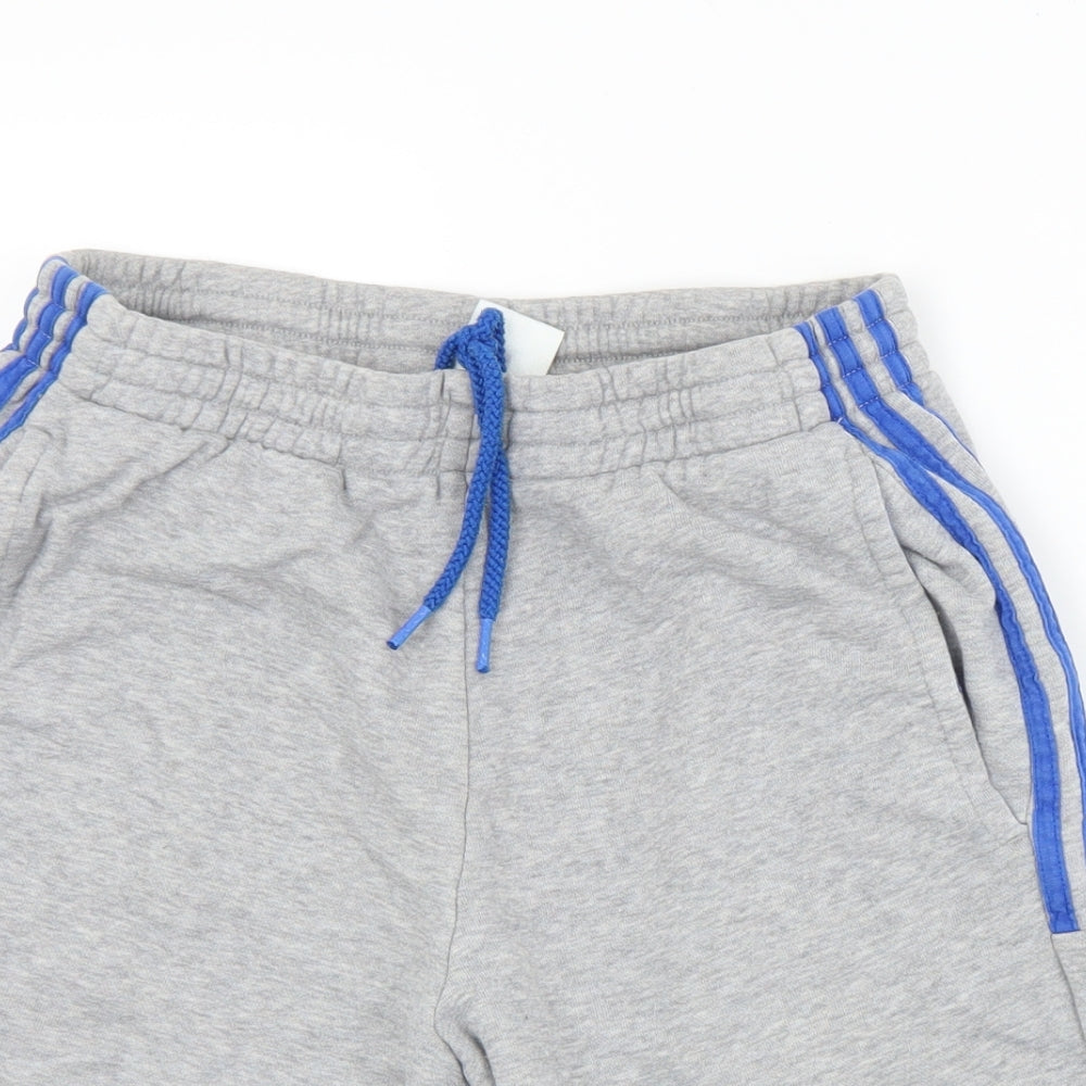 adidas Mens Grey  Cotton Sweat Shorts Size S L9 in Regular Drawstring