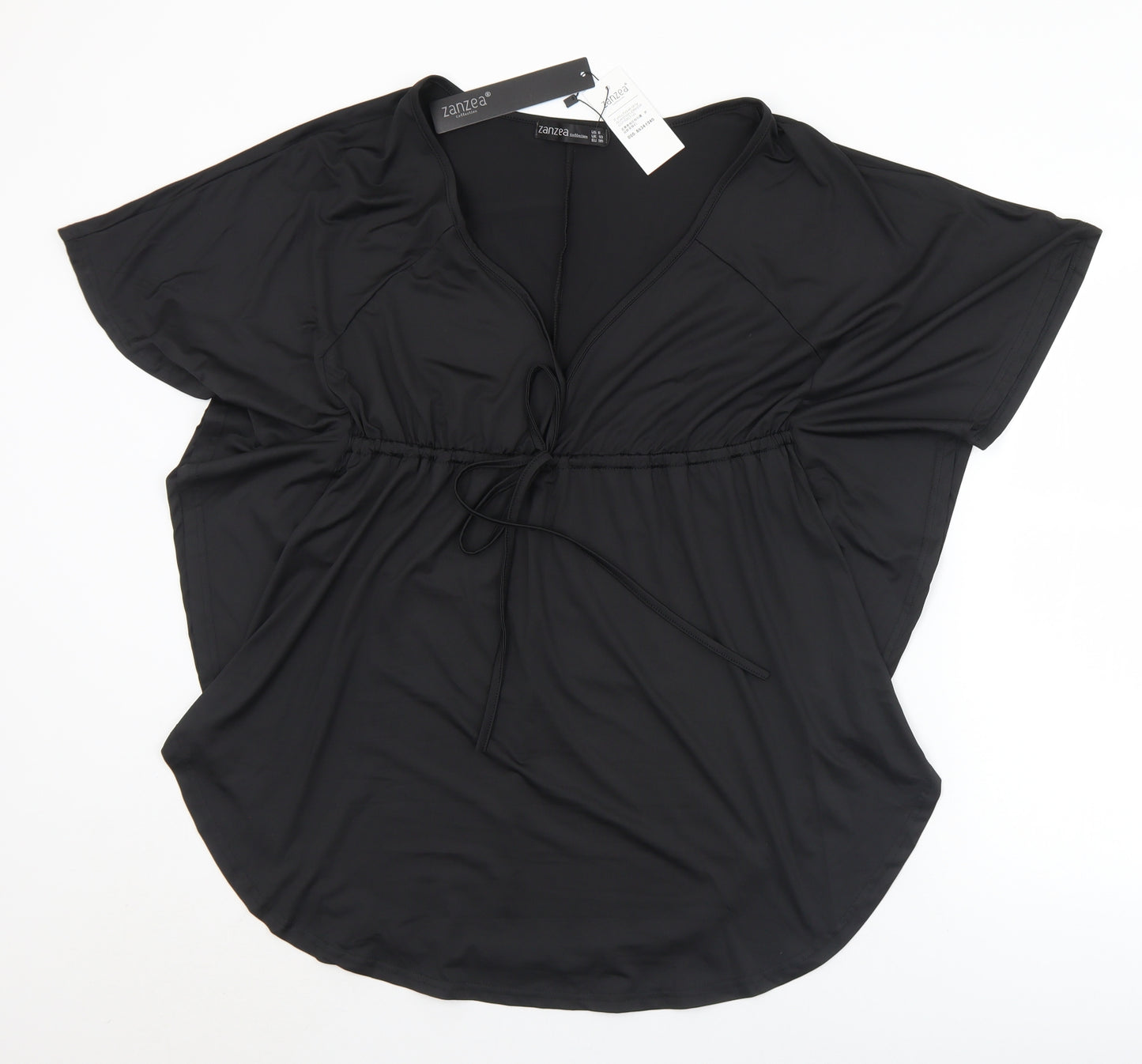 Zanzea Womens Black  Polyester Basic Blouse Size 10 V-Neck