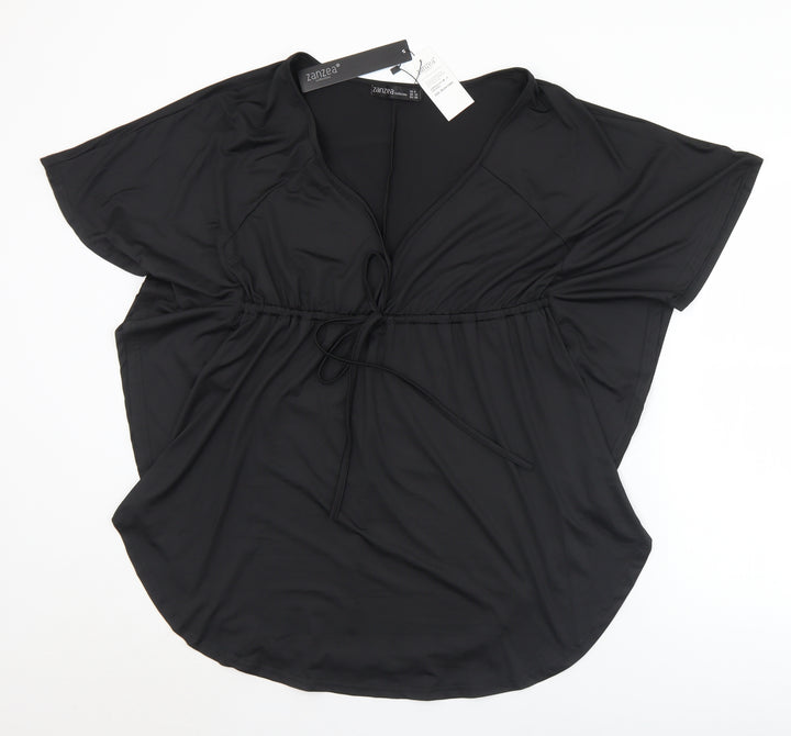 Zanzea Womens Black  Polyester Basic Blouse Size 10 V-Neck