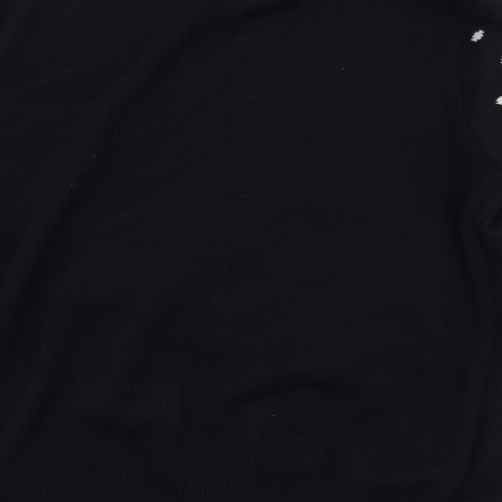 Cedar Wood State Mens Black Crew Neck Polka Dot Acrylic Pullover Jumper Size XL   - Christmas