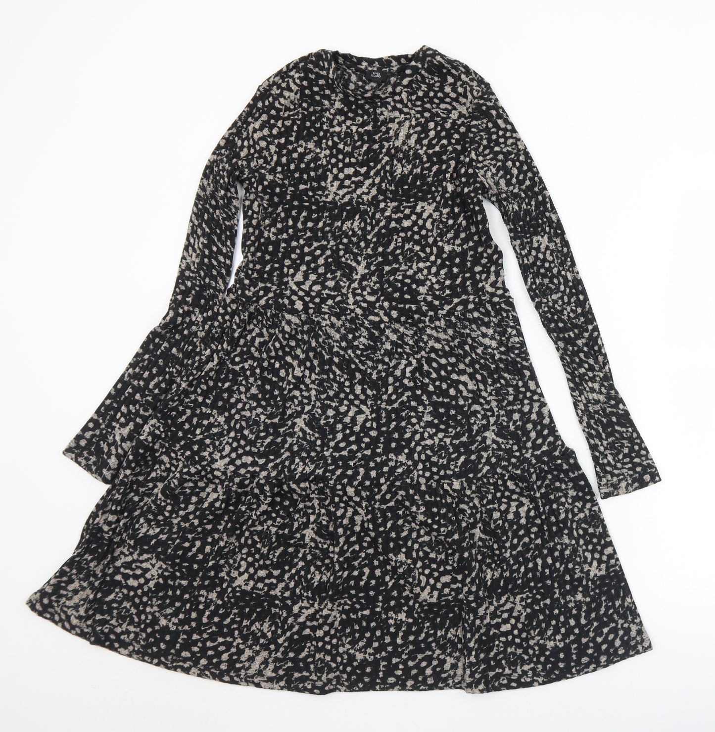 River Island Womens Black Geometric Polyester Fit & Flare  Size 6  Round Neck