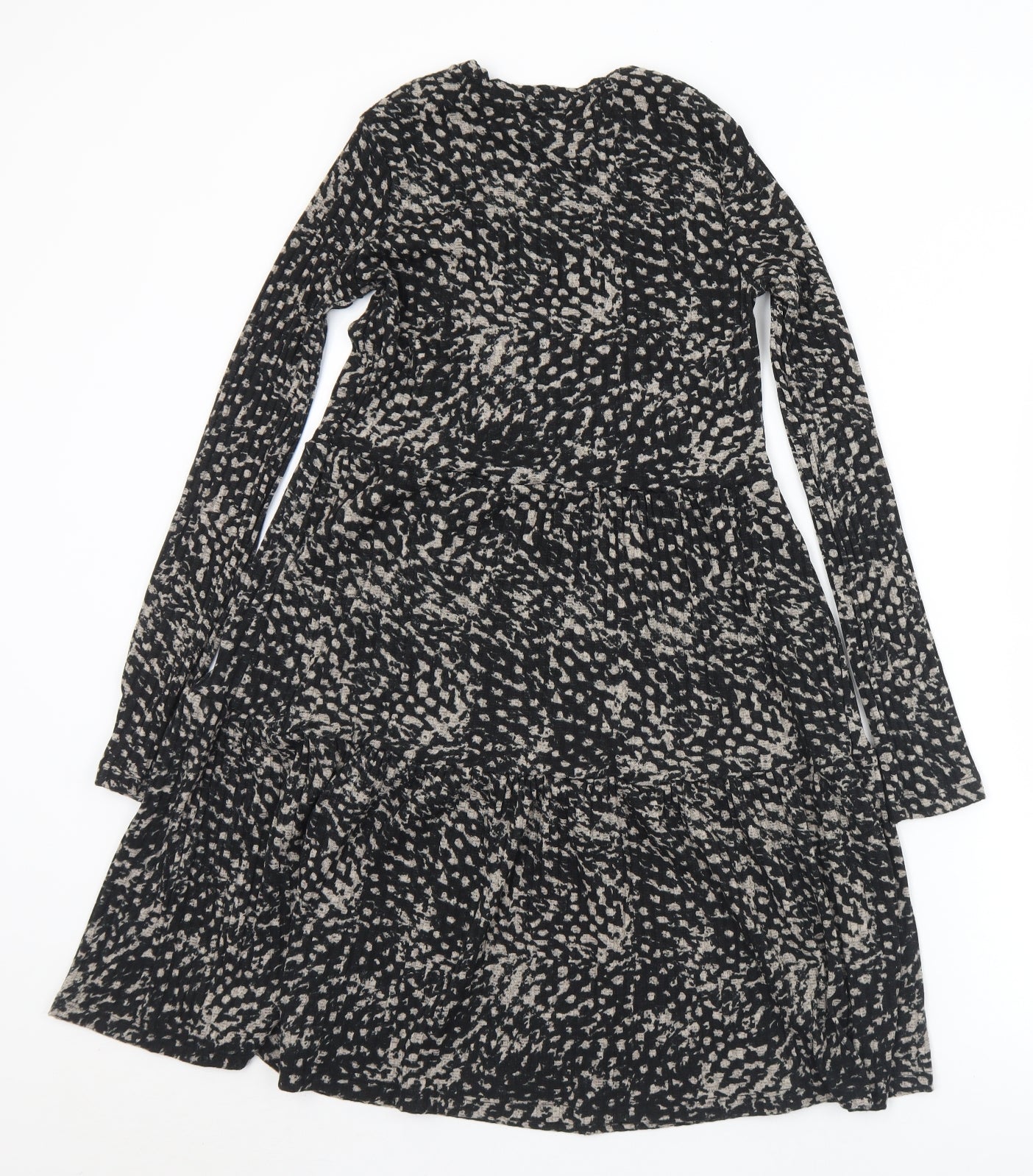 River Island Womens Black Geometric Polyester Fit & Flare  Size 6  Round Neck