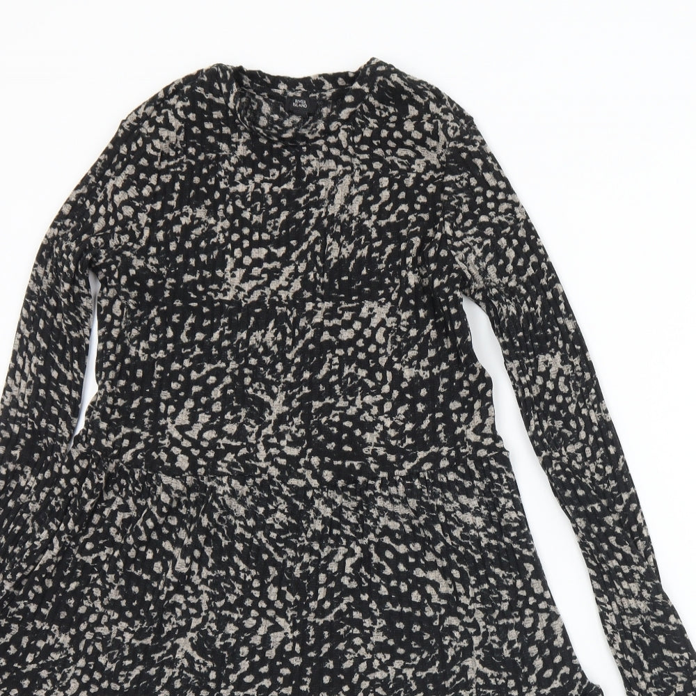 River Island Womens Black Geometric Polyester Fit & Flare  Size 6  Round Neck