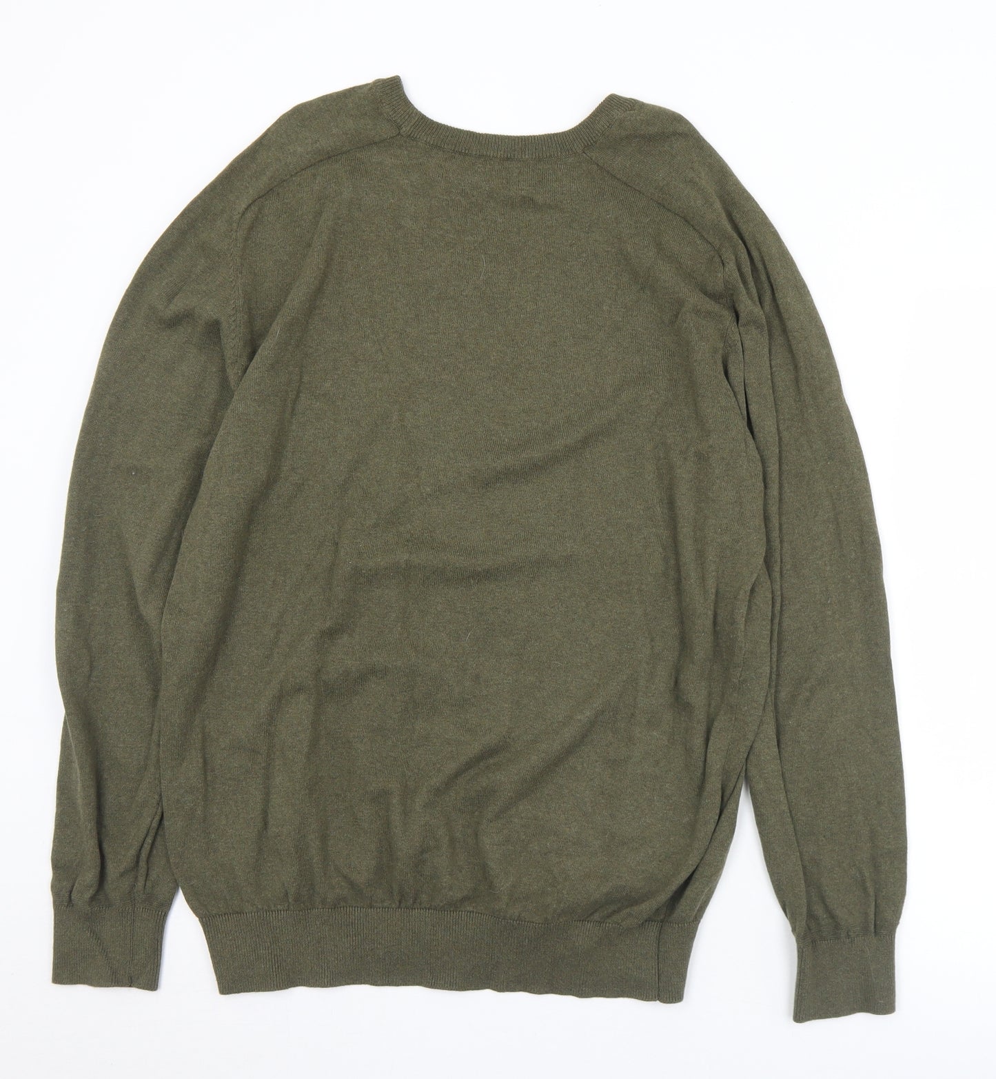 Ben Sherman Mens Green Crew Neck  Cotton Pullover Jumper Size L