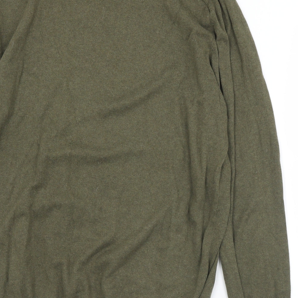 Ben Sherman Mens Green Crew Neck  Cotton Pullover Jumper Size L