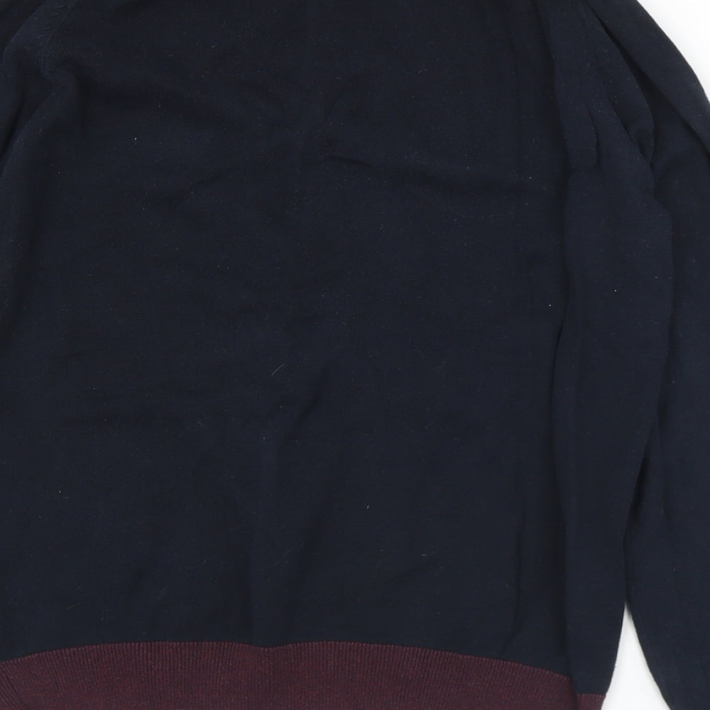 NEXT Mens Black Crew Neck Geometric Cotton Pullover Jumper Size L