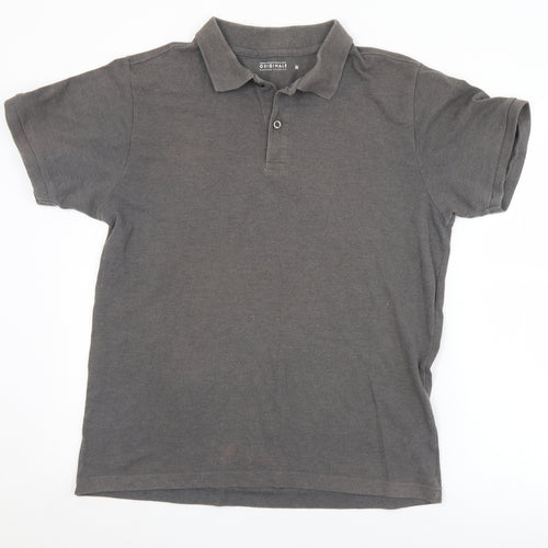 Orginals Mens Grey  Cotton  Polo Size M Collared Button