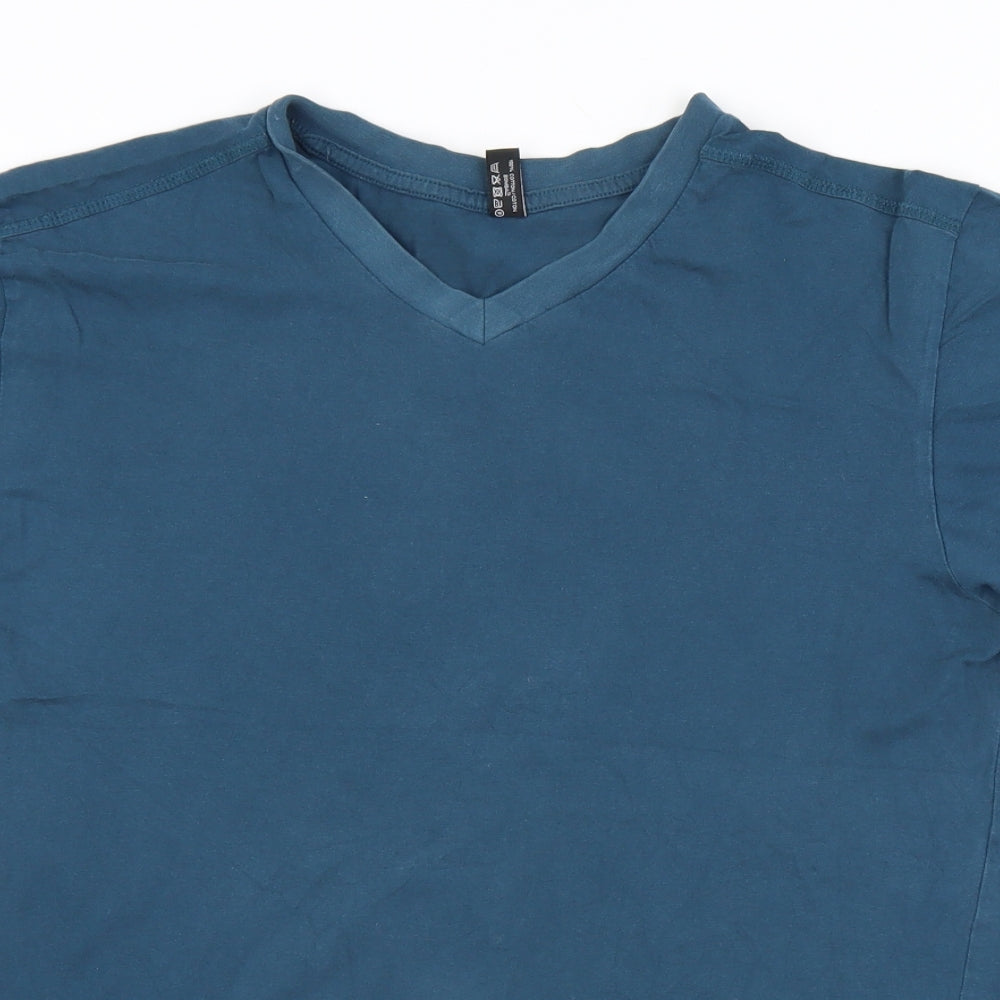 Donnay Mens Blue  Cotton  T-Shirt Size L V-Neck