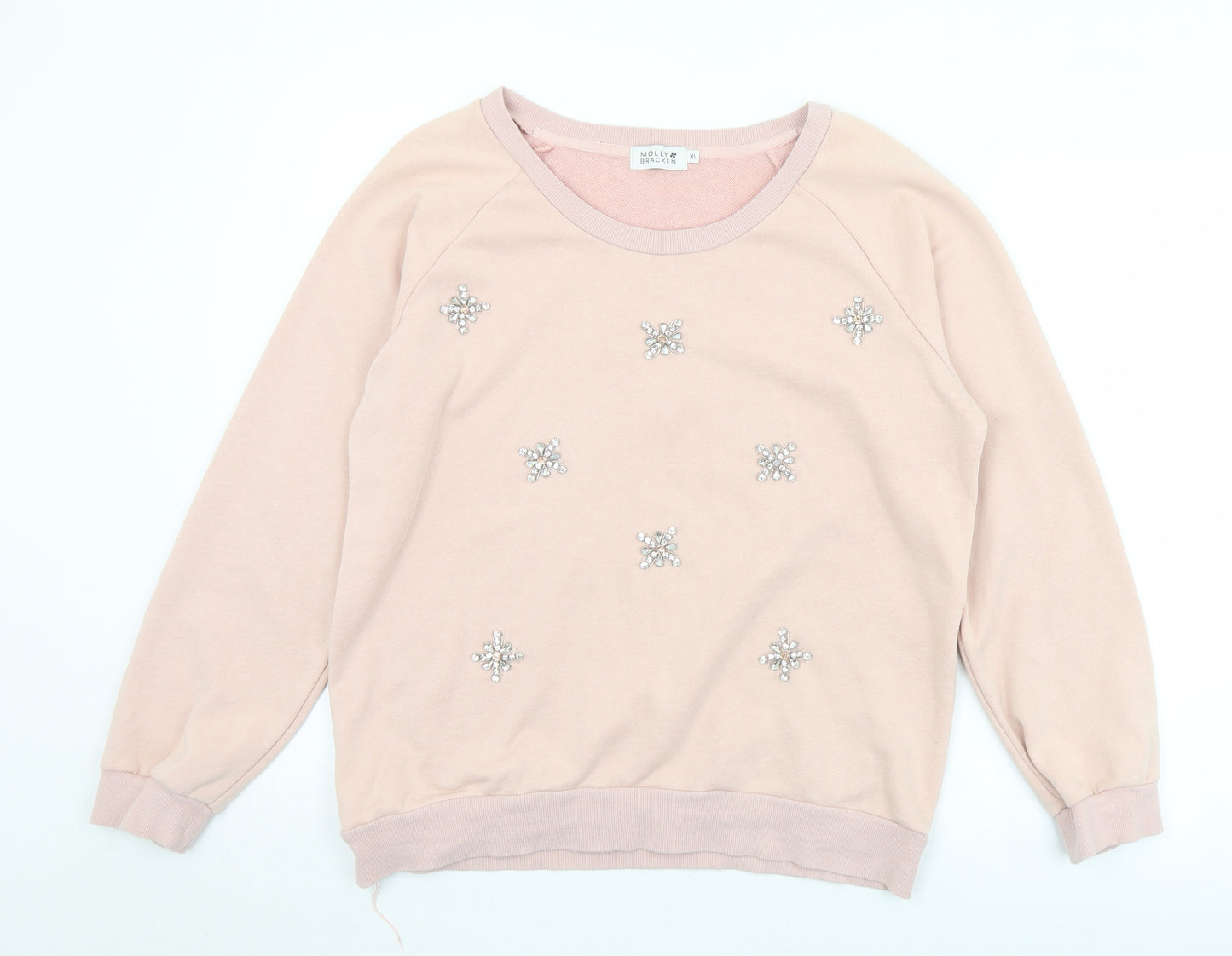 Molly Bracken Womens Pink  Cotton Pullover Sweatshirt Size XL