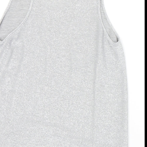 NEXT Womens Silver  Polyester Basic Tank Size 14 Round Neck