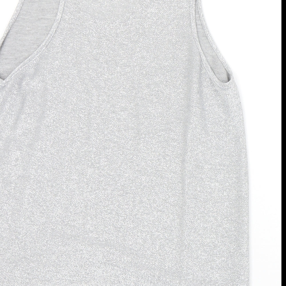 NEXT Womens Silver  Polyester Basic Tank Size 14 Round Neck