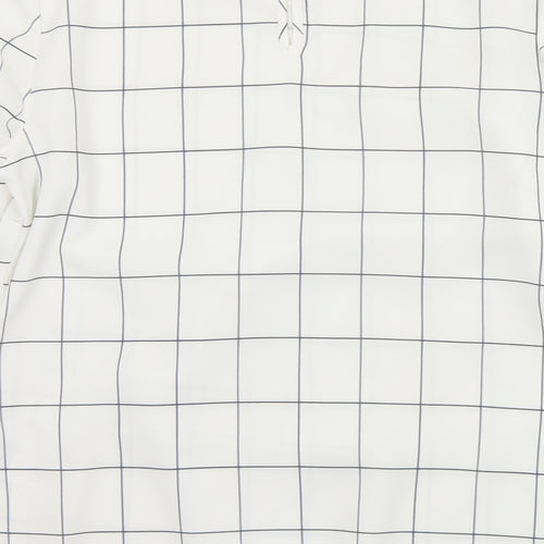 F&F Womens White Check Polyester Wrap Blouse Size 8 Round Neck