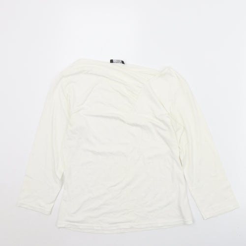 Patrick Bernard Womens White  Viscose Basic T-Shirt Size S V-Neck