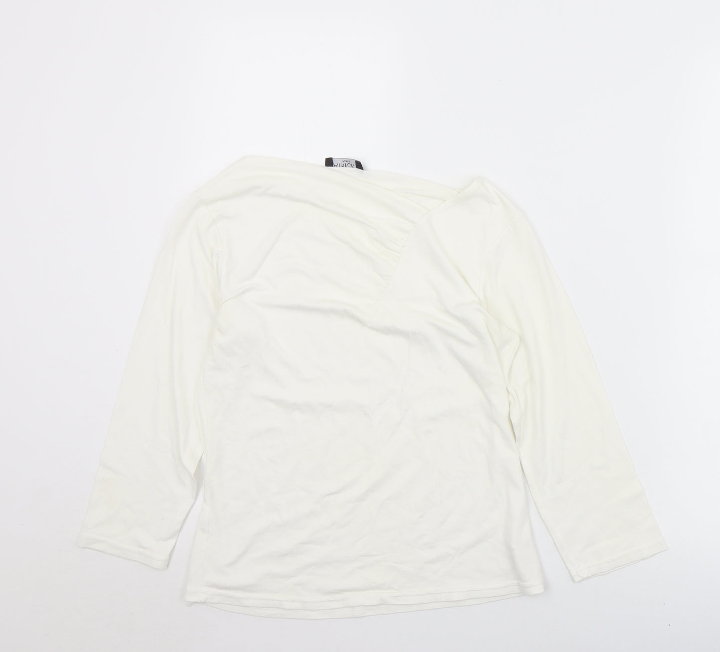 Patrick Bernard Womens White  Viscose Basic T-Shirt Size S V-Neck