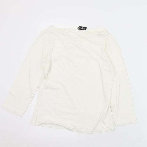 Patrick Bernard Womens White  Viscose Basic T-Shirt Size S V-Neck