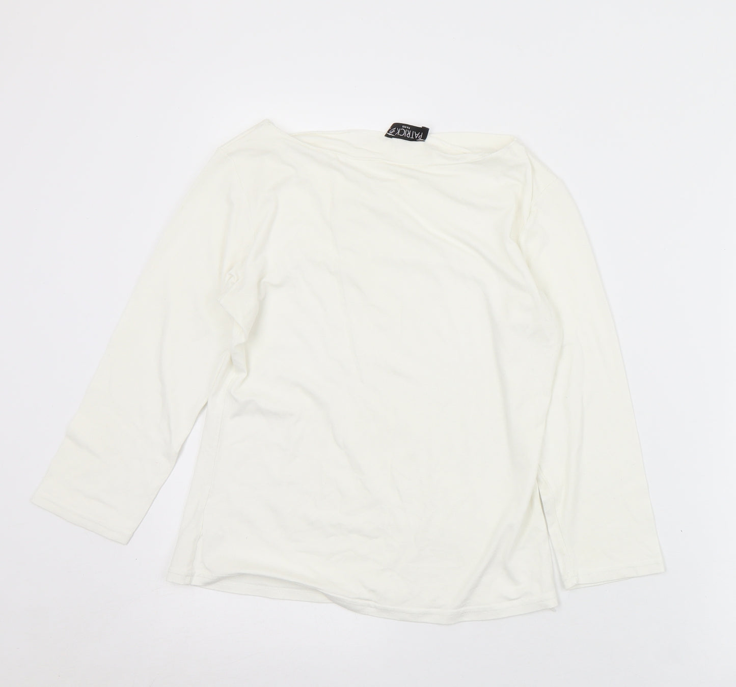 Patrick Bernard Womens White  Viscose Basic T-Shirt Size S V-Neck