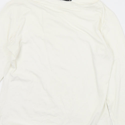 Patrick Bernard Womens White  Viscose Basic T-Shirt Size S V-Neck