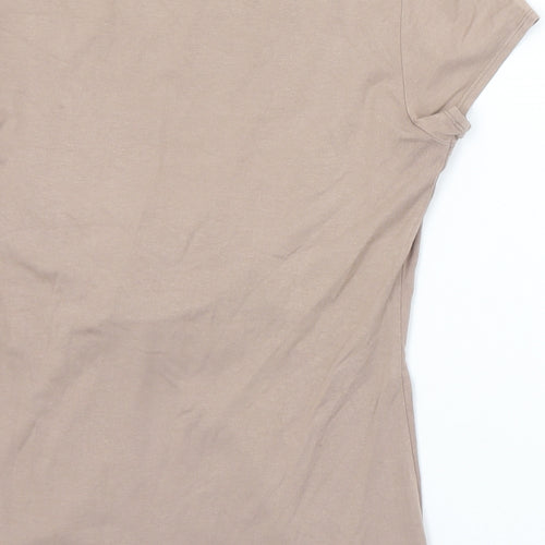 BHS Womens Brown  Viscose Basic T-Shirt Size 10 Cowl Neck