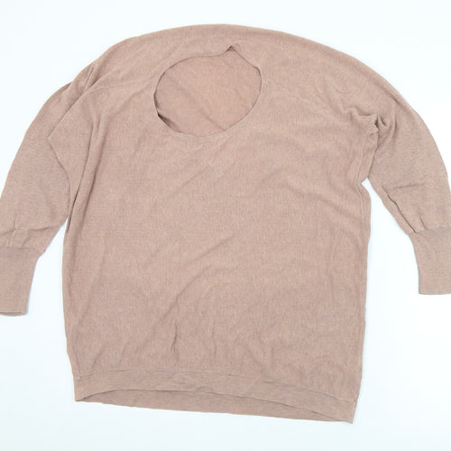 Topshop Womens Pink Round Neck  Cotton Pullover Jumper Size 10