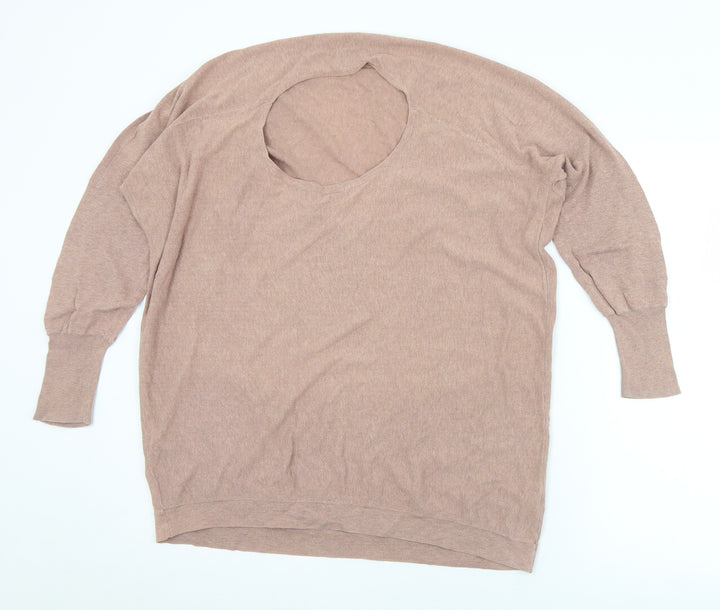 Topshop Womens Pink Round Neck  Cotton Pullover Jumper Size 10