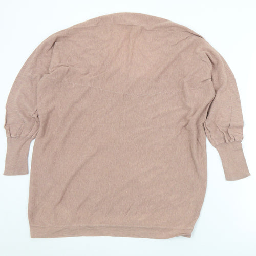 Topshop Womens Pink Round Neck  Cotton Pullover Jumper Size 10