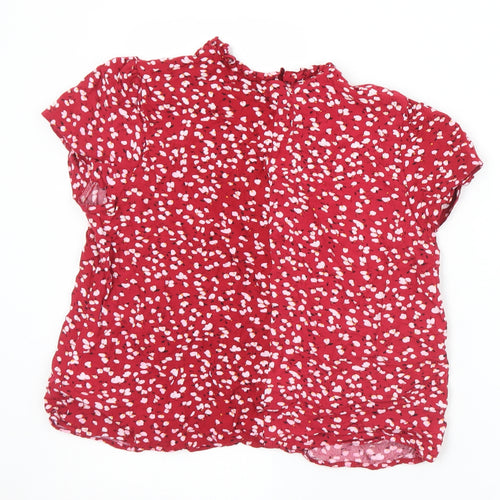 SheIn Womens Red Geometric Cotton Basic Blouse Size S V-Neck