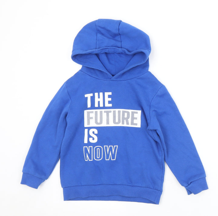 Dunnes Stores Boys Blue Cotton Pullover Hoodie Size 5 Years - The Future is Now