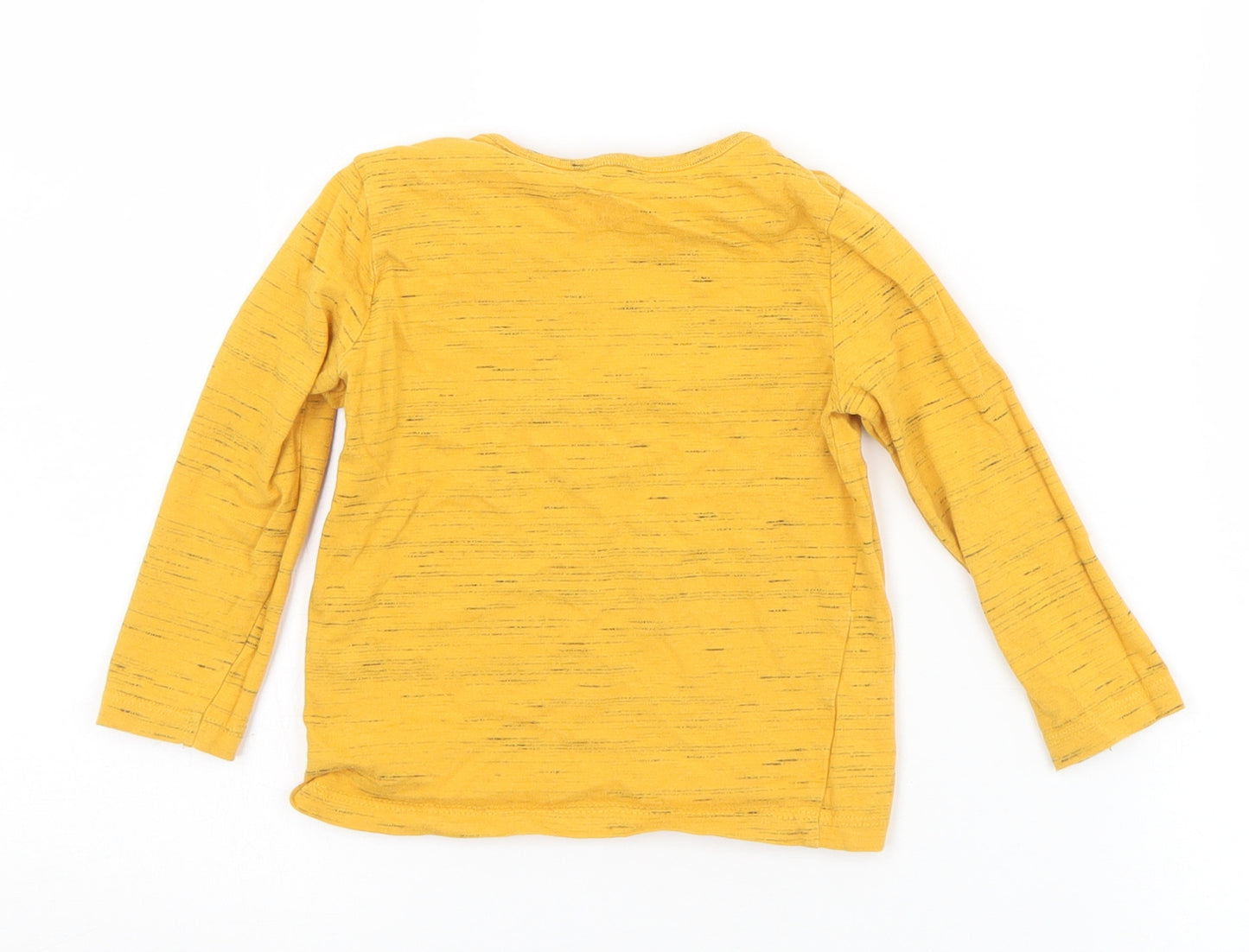 F&F Baby Yellow  Cotton Basic T-Shirt Size 12-18 Months Round Neck Snap